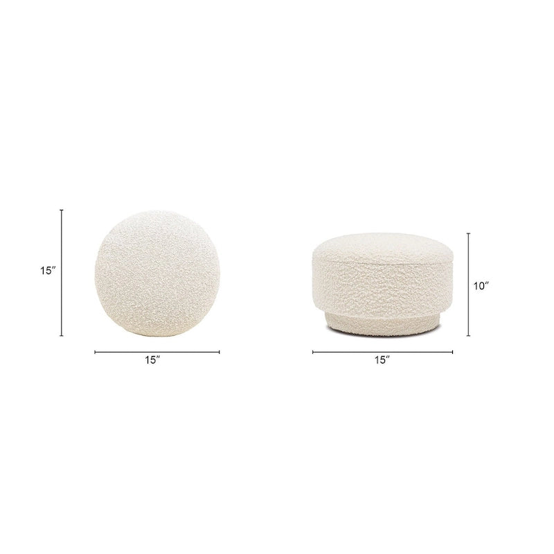 Fuji 15 Faux Sherpa Mushroom Footstool Ottoman