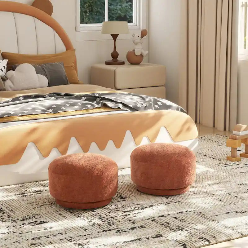 Fuji 15 Faux Sherpa Mushroom Footstool Ottoman