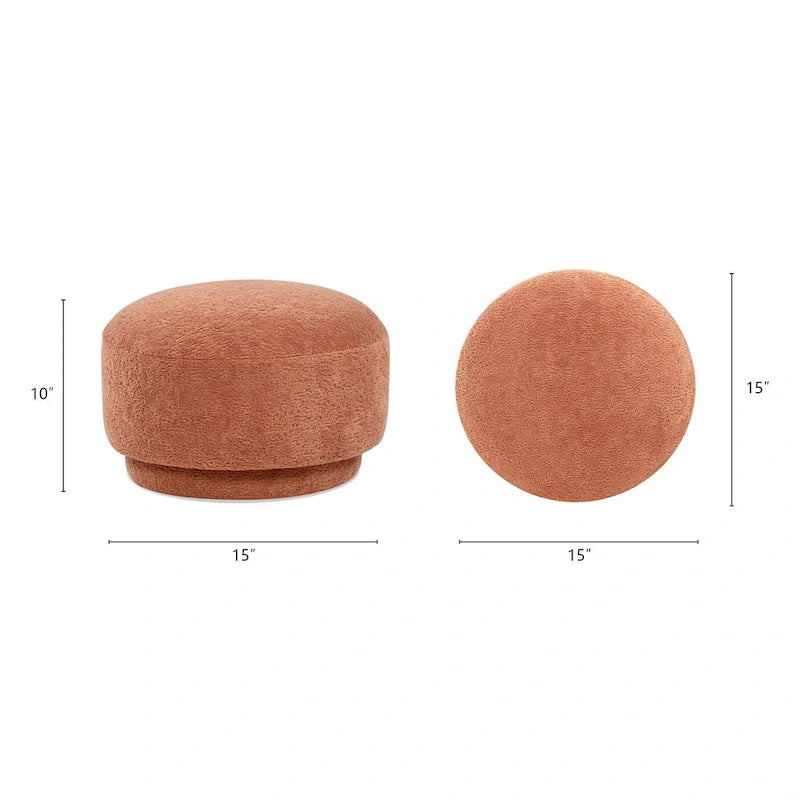 Fuji 15 Faux Sherpa Mushroom Footstool Ottoman
