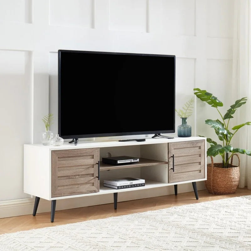 Mid-Century Modern TV Stand For TVs Up To 70 Entertainment Center Media Console - 20.5 H X 59 W X 15.5 D