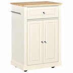 HOMCOM Rolling Kitchen Island Cart, Portable Serving Trolley Table with Drawer, Adjustable Shelf and 2 Towel Racks