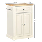 HOMCOM Rolling Kitchen Island Cart, Portable Serving Trolley Table with Drawer, Adjustable Shelf and 2 Towel Racks