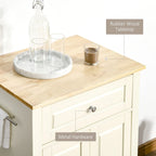 HOMCOM Rolling Kitchen Island Cart, Portable Serving Trolley Table with Drawer, Adjustable Shelf and 2 Towel Racks