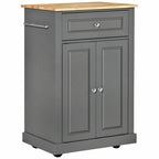 HOMCOM Rolling Kitchen Island Cart, Portable Serving Trolley Table with Drawer, Adjustable Shelf and 2 Towel Racks