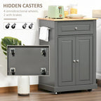 HOMCOM Rolling Kitchen Island Cart, Portable Serving Trolley Table with Drawer, Adjustable Shelf and 2 Towel Racks