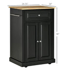 HOMCOM Rolling Kitchen Island Cart, Portable Serving Trolley Table with Drawer, Adjustable Shelf and 2 Towel Racks