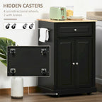 HOMCOM Rolling Kitchen Island Cart, Portable Serving Trolley Table with Drawer, Adjustable Shelf and 2 Towel Racks