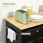 HOMCOM Rolling Kitchen Island Cart, Portable Serving Trolley Table with Drawer, Adjustable Shelf and 2 Towel Racks