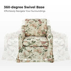 Alois Floral Slipcover Swivel Accent Chair with Removable Cushion by HULALA HOME