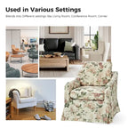 Alois Floral Slipcover Swivel Accent Chair with Removable Cushion by HULALA HOME