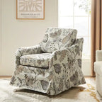 Alois Floral Slipcover Swivel Accent Chair with Removable Cushion by HULALA HOME