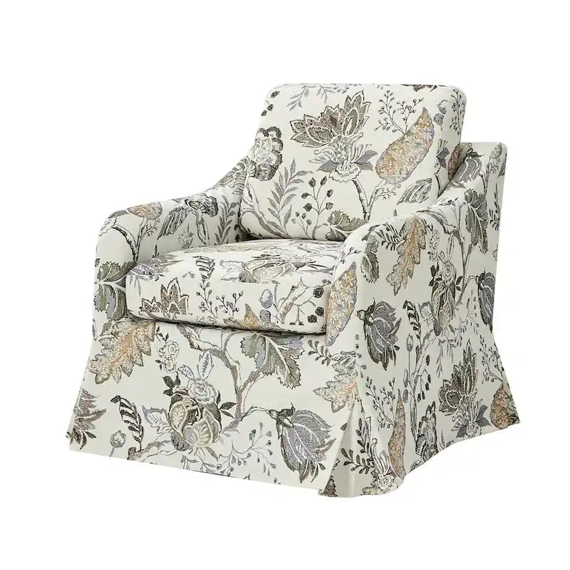 Alois Floral Slipcover Swivel Accent Chair with Removable Cushion by HULALA HOME
