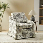 Alois Floral Slipcover Swivel Accent Chair with Removable Cushion by HULALA HOME