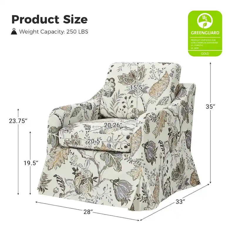 Alois Floral Slipcover Swivel Accent Chair with Removable Cushion by HULALA HOME
