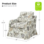 Alois Floral Slipcover Swivel Accent Chair with Removable Cushion by HULALA HOME