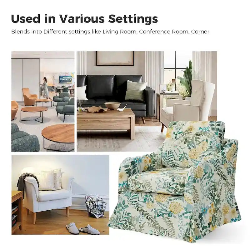 Alois Floral Slipcover Swivel Accent Chair with Removable Cushion by HULALA HOME