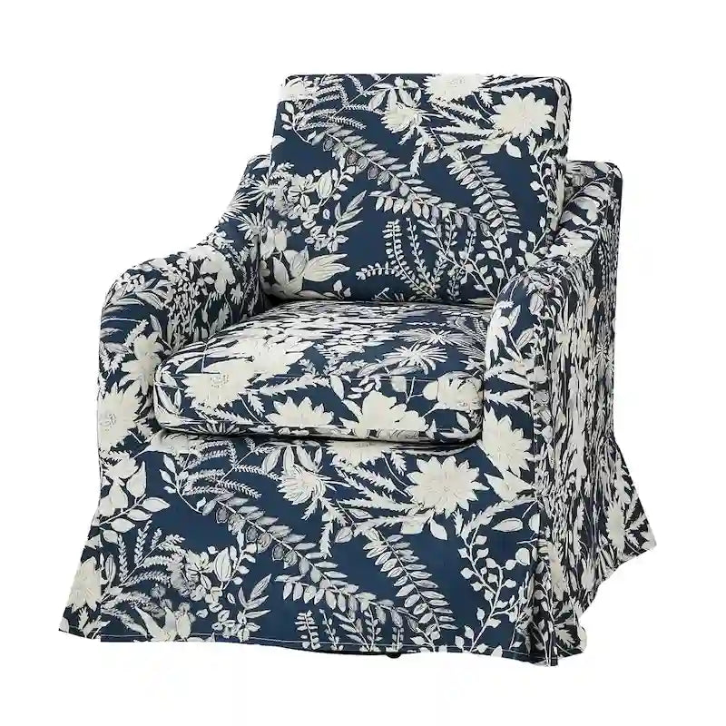 Alois Floral Slipcover Swivel Accent Chair with Removable Cushion by HULALA HOME