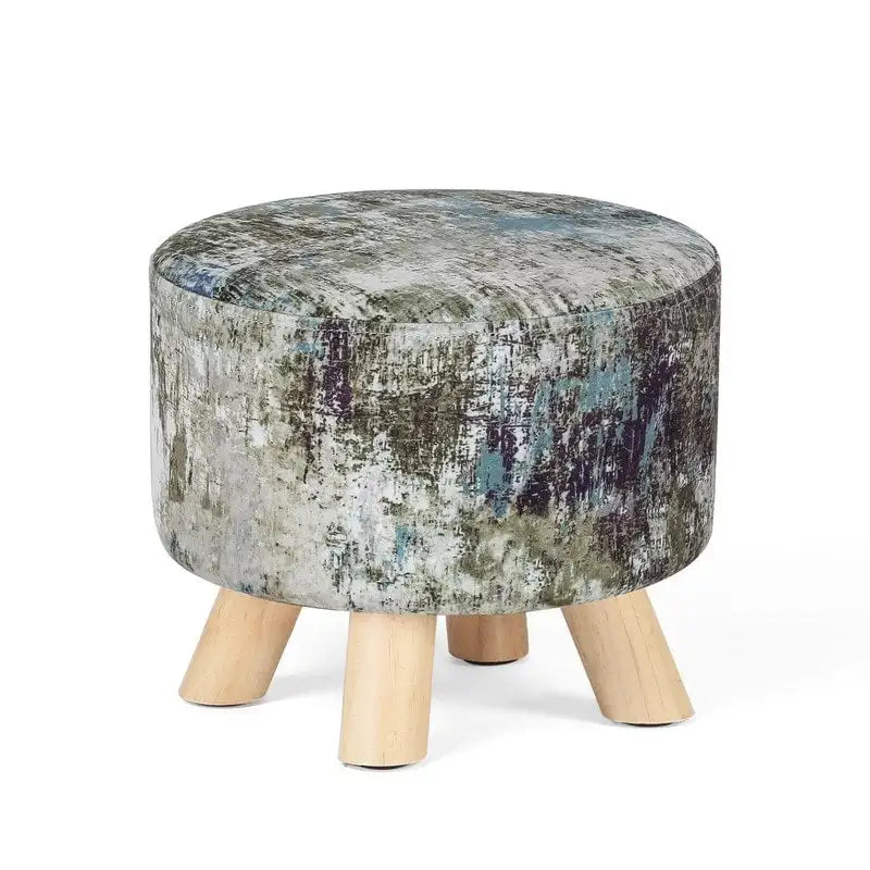 Adeco Modern Round Padded Upholstered Ottoman Footrest Stool