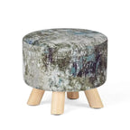 Adeco Modern Round Padded Upholstered Ottoman Footrest Stool