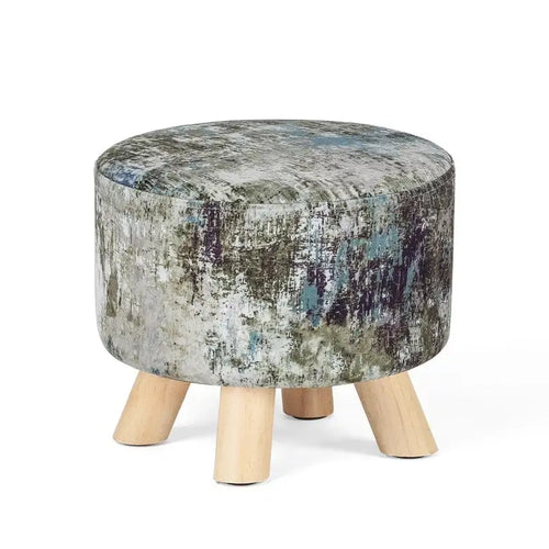 Adeco Modern Round Padded Upholstered Ottoman Footrest Stool