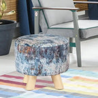 Adeco Modern Round Padded Upholstered Ottoman Footrest Stool