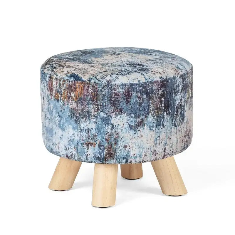 Adeco Modern Round Padded Upholstered Ottoman Footrest Stool