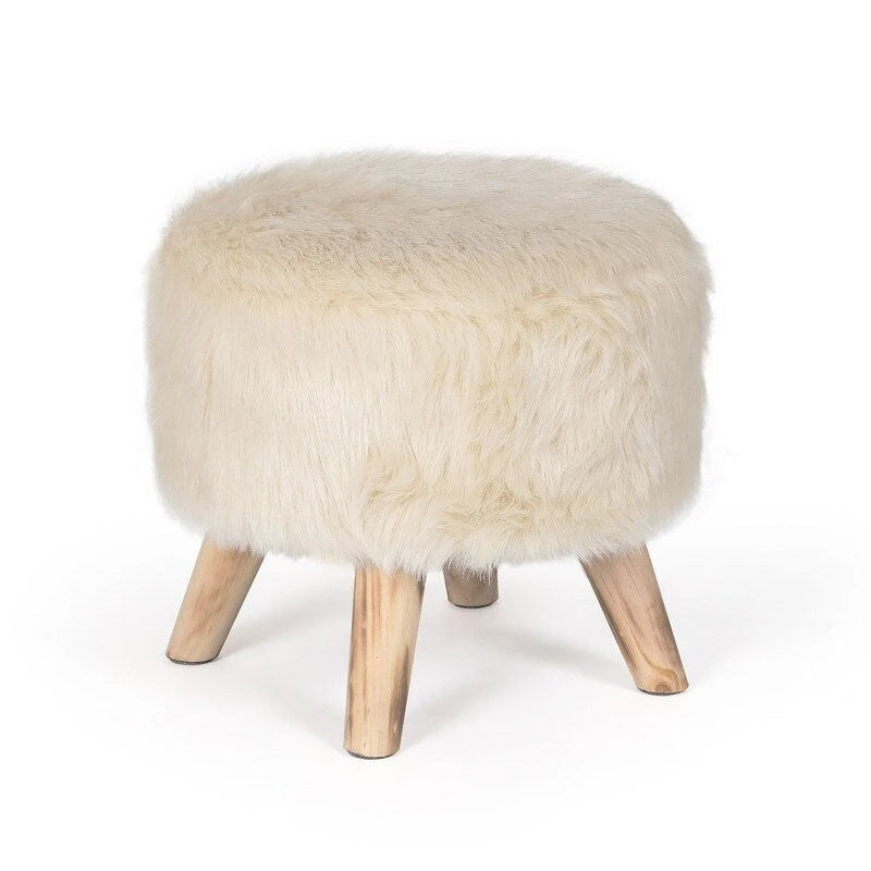 Adeco Modern Round Padded Upholstered Ottoman Footrest Stool