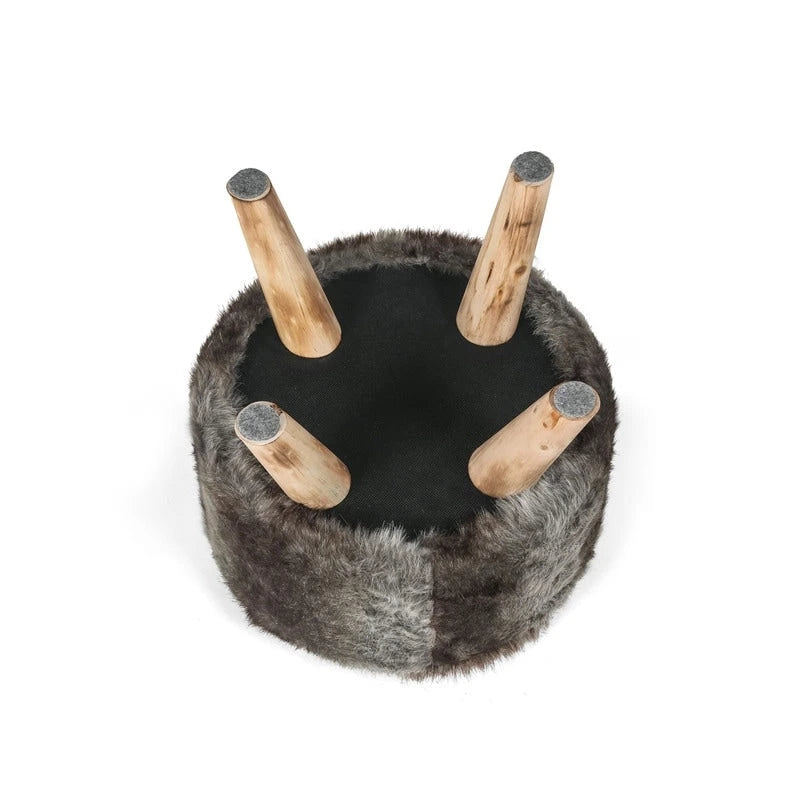 Adeco Modern Round Padded Upholstered Ottoman Footrest Stool