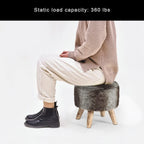 Adeco Modern Round Padded Upholstered Ottoman Footrest Stool