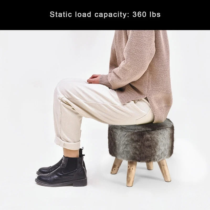 Adeco Modern Round Padded Upholstered Ottoman Footrest Stool