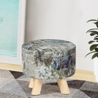 Adeco Modern Round Padded Upholstered Ottoman Footrest Stool