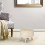 Adeco Modern Round Padded Upholstered Ottoman Footrest Stool