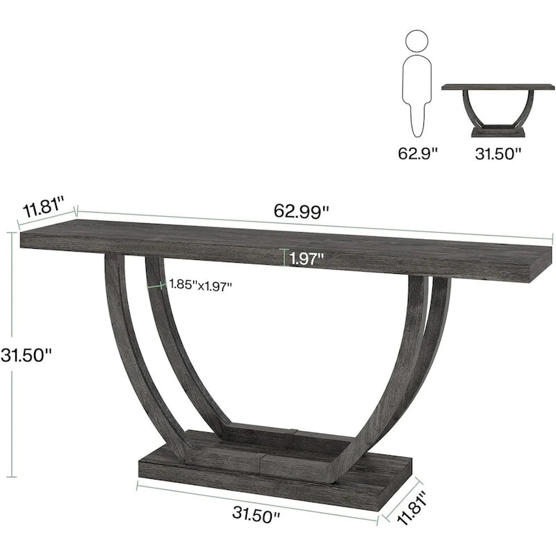 Console Entryway Table Farmhouse, 63 Inches Sofa Table for Entryway