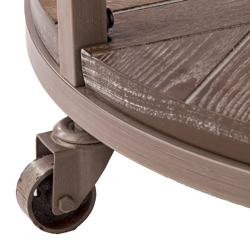 SEI Furniture Kenya Industrial Rustic Round Wood Coffee Table with Shelf