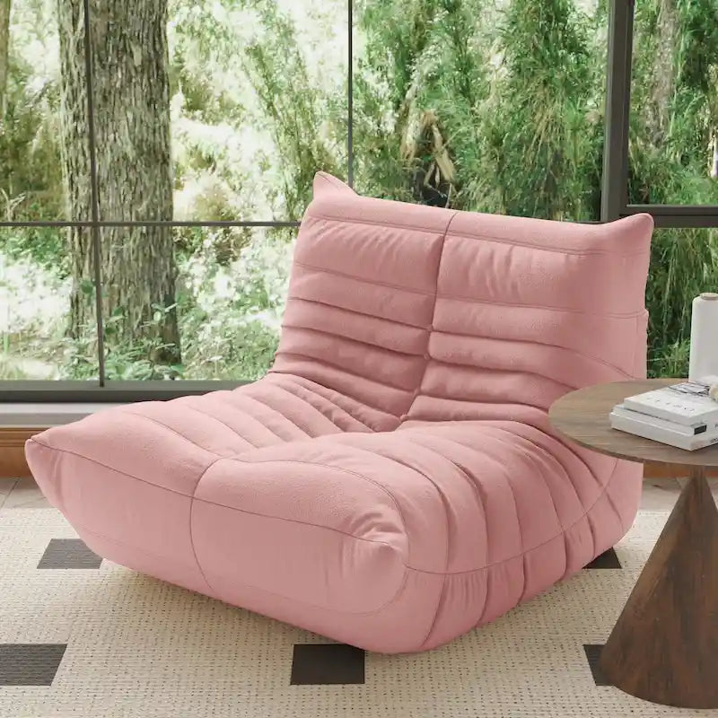 Fireside Chair Single Sofa Teddy Fabric Bean Bag Chair