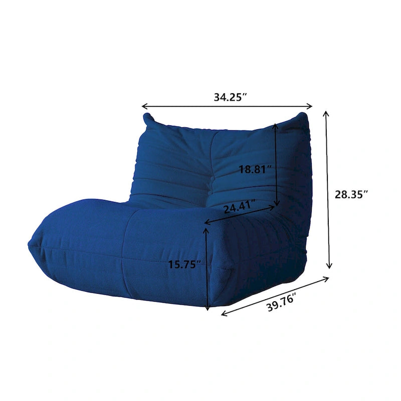 Fireside Chair Single Sofa Teddy Fabric Bean Bag Chair