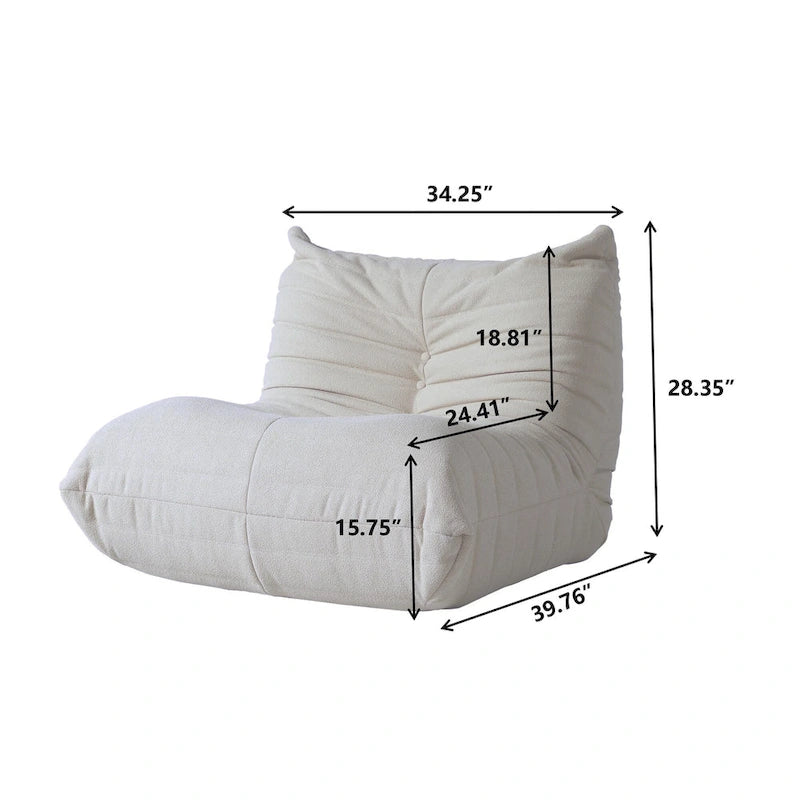 Fireside Chair Single Sofa Teddy Fabric Bean Bag Chair