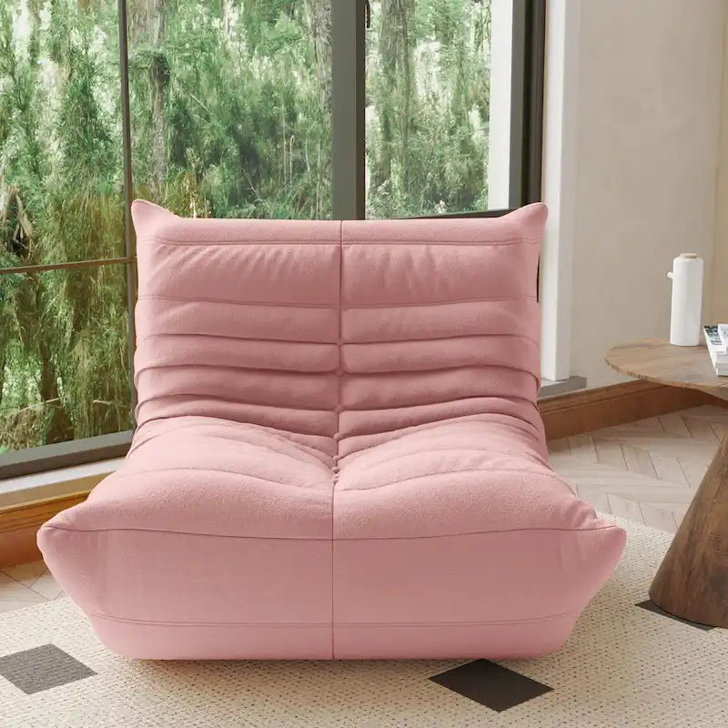 Fireside Chair Single Sofa Teddy Fabric Bean Bag Chair