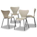 Beige Plastic Dining Chairs - 4-Piece Metal Frame Set