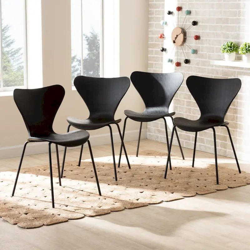 Beige Plastic Dining Chairs - 4-Piece Metal Frame Set
