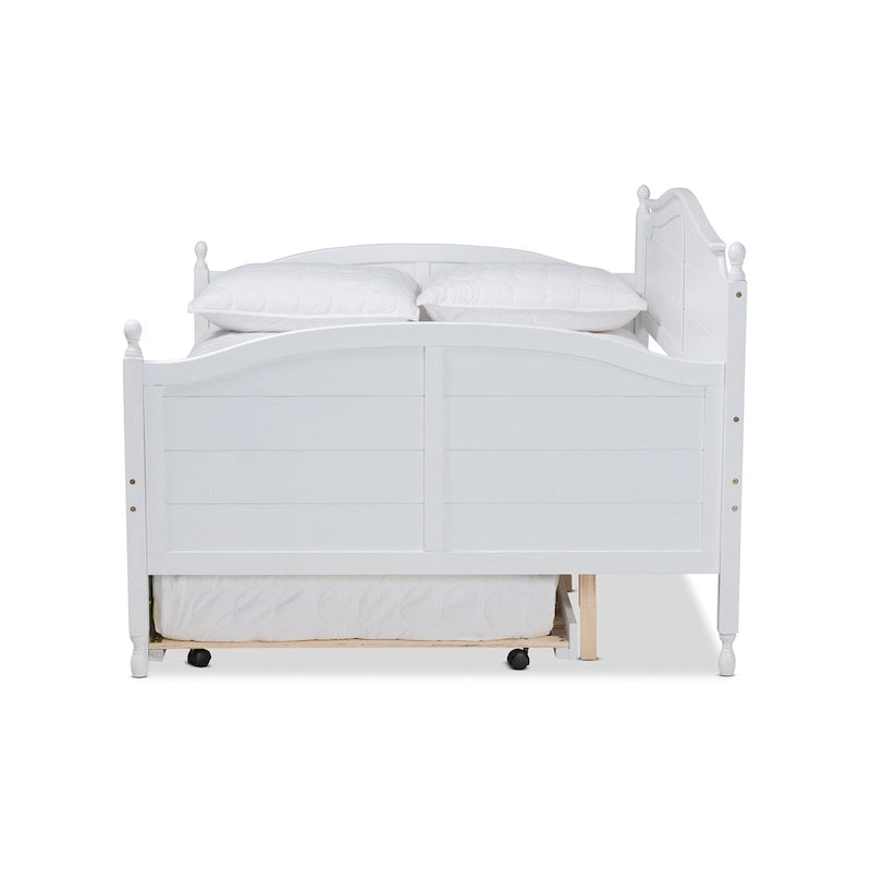 Mara Cottage Farmhouse Full Size Daybed with Roll-out Trundle Bed