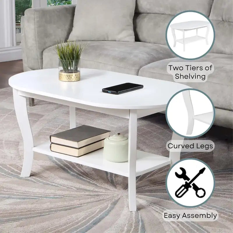 Convenience Concepts American Heritage Oval Coffee Table with Shelf