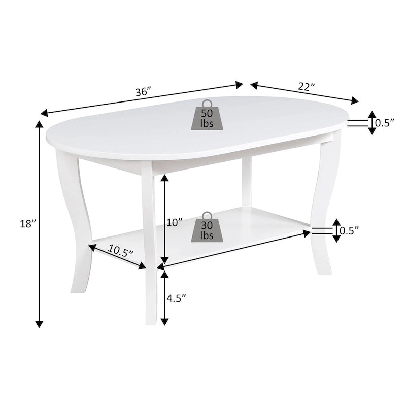 Convenience Concepts American Heritage Oval Coffee Table with Shelf