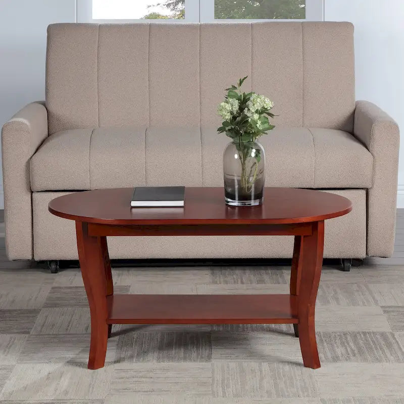 Convenience Concepts American Heritage Oval Coffee Table with Shelf