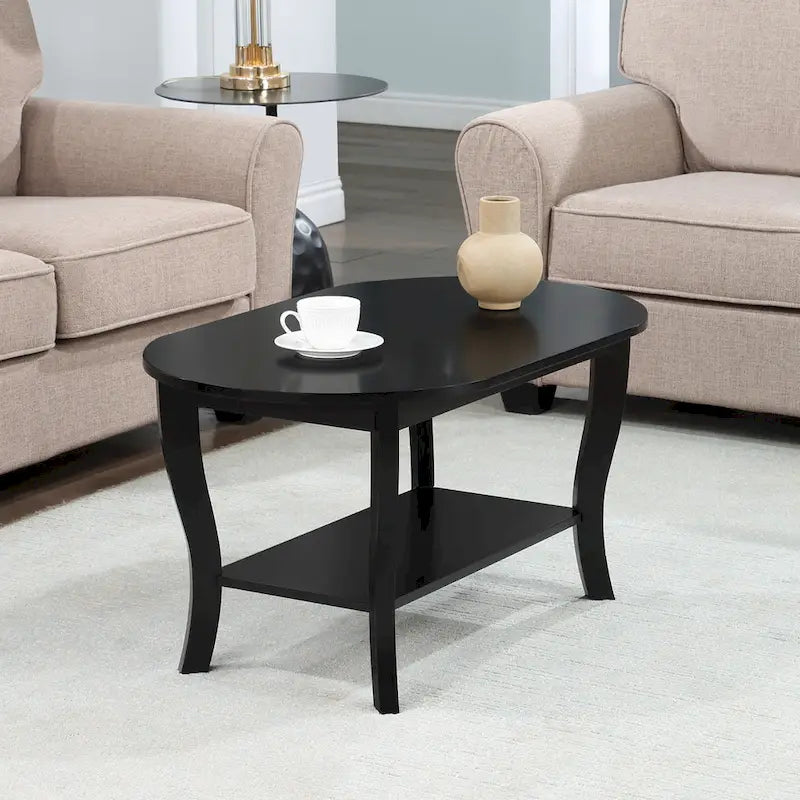 Convenience Concepts American Heritage Oval Coffee Table with Shelf