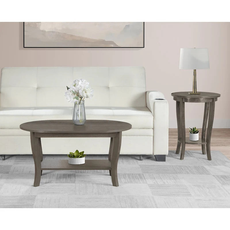 Convenience Concepts American Heritage Oval Coffee Table with Shelf