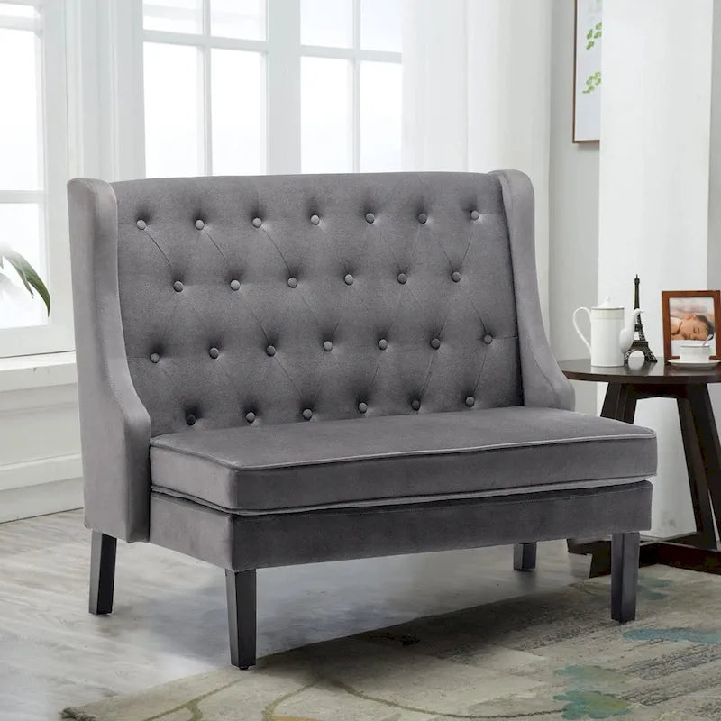 Modern Settee Bench ,loveseat Sofa Loveaseat Settee Sofa Bench High Back for Dining Living Room Hallway or Entryway Seating
