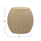 Household Essentials Handwoven Barrel Wicker Storage Basket Side Table - 17.0L x 17.0W x 19.0H