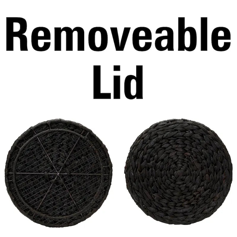 Household Essentials Handwoven Barrel Wicker Storage Basket Side Table - 17.0L x 17.0W x 19.0H
