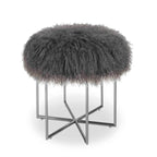 Bailey Real Sheepskin Mongolian/ Stainless Steel Ottoman